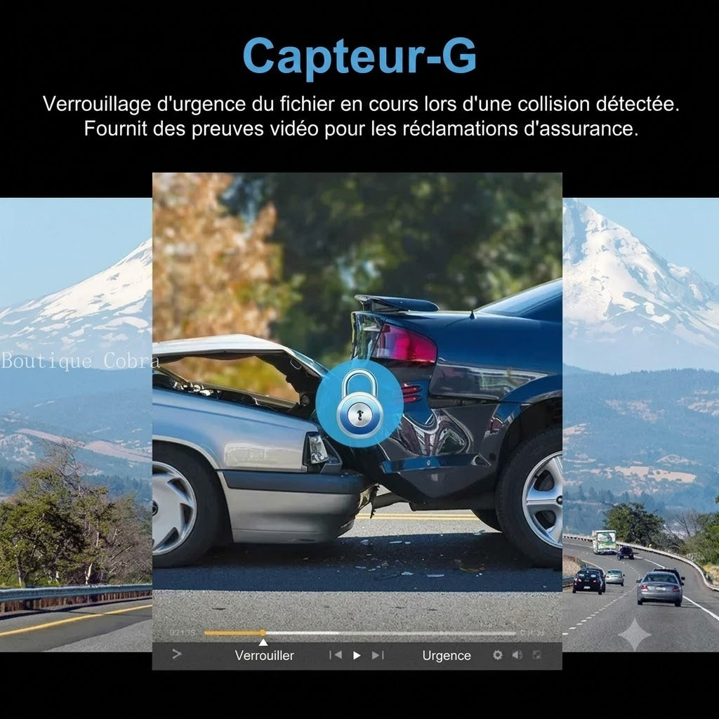 Dashcam Voiture 1080P Full HD — Grand Angle 170°, Détection & Enregistrement en Boucle
