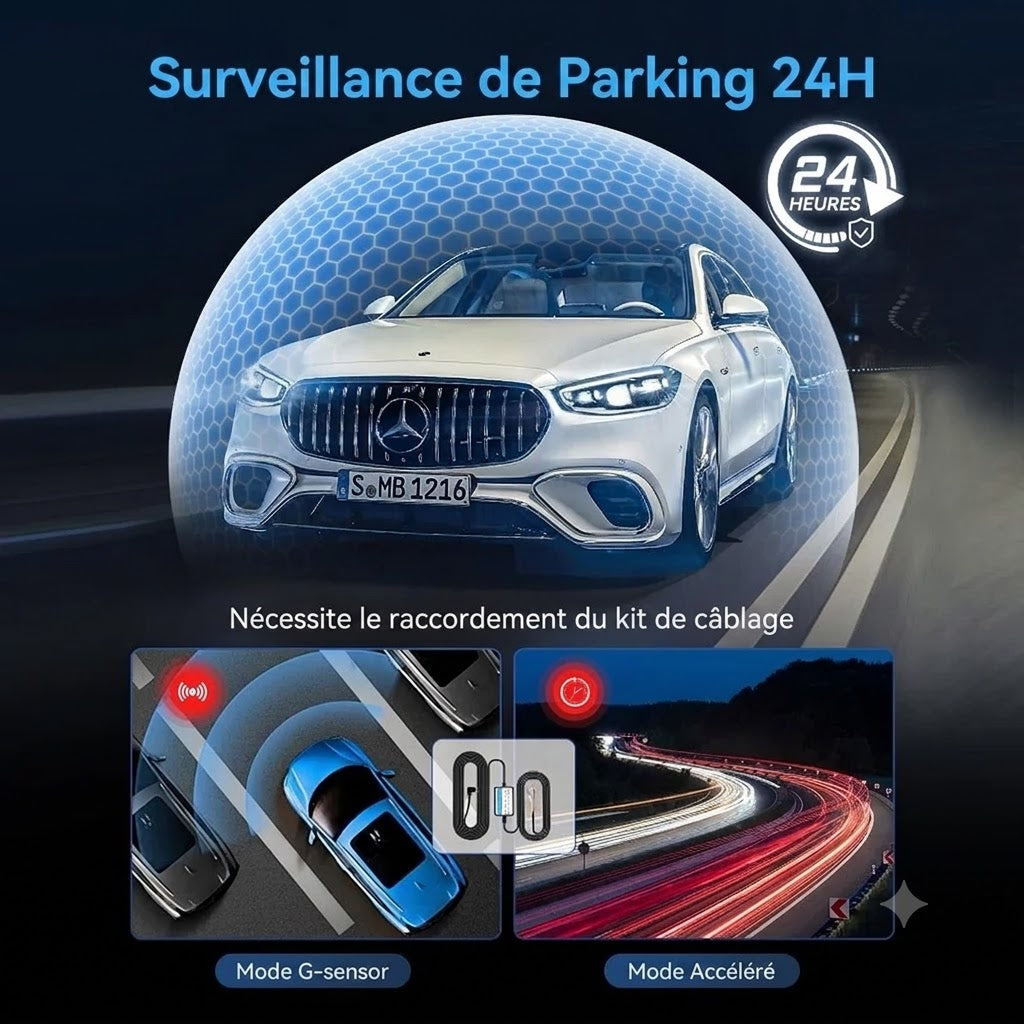 Dashcam Voiture Double Caméra — Écran IPS 3", GPS & Mode Parking