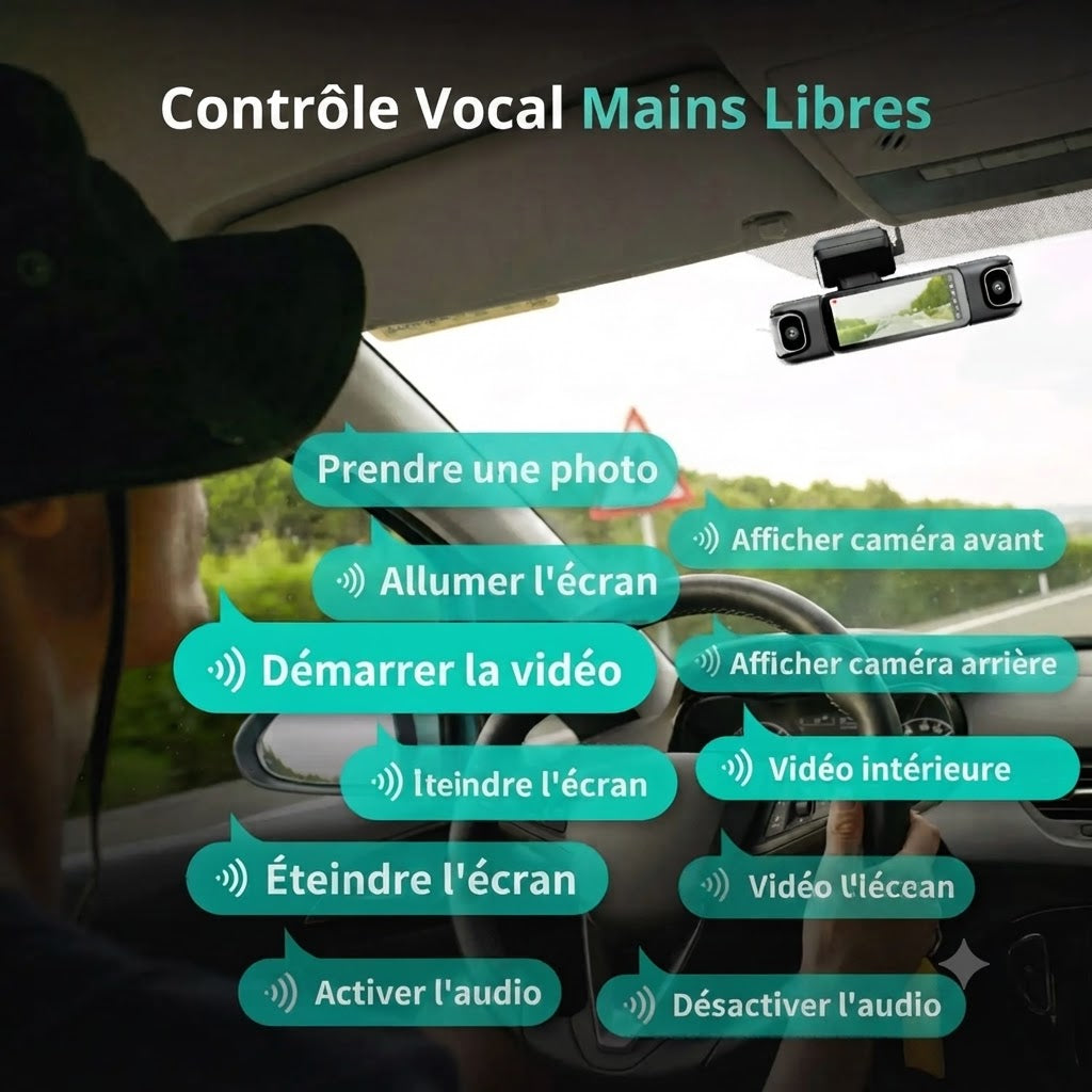 Dashcam Voiture 4K 4 Caméras 560° — Vision Nocturne, GPS