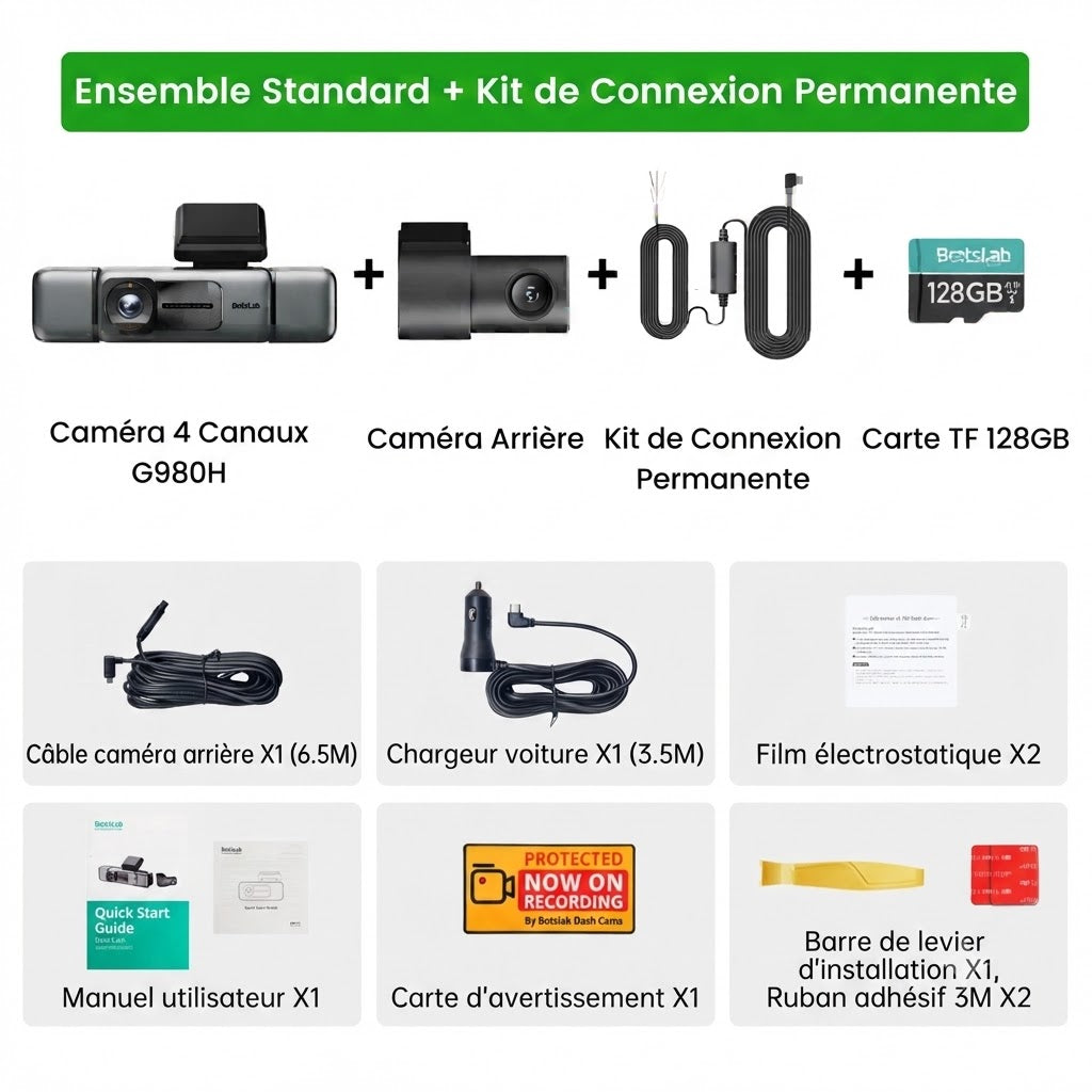 Dashcam Voiture 4K 4 Caméras 560° — Vision Nocturne, GPS