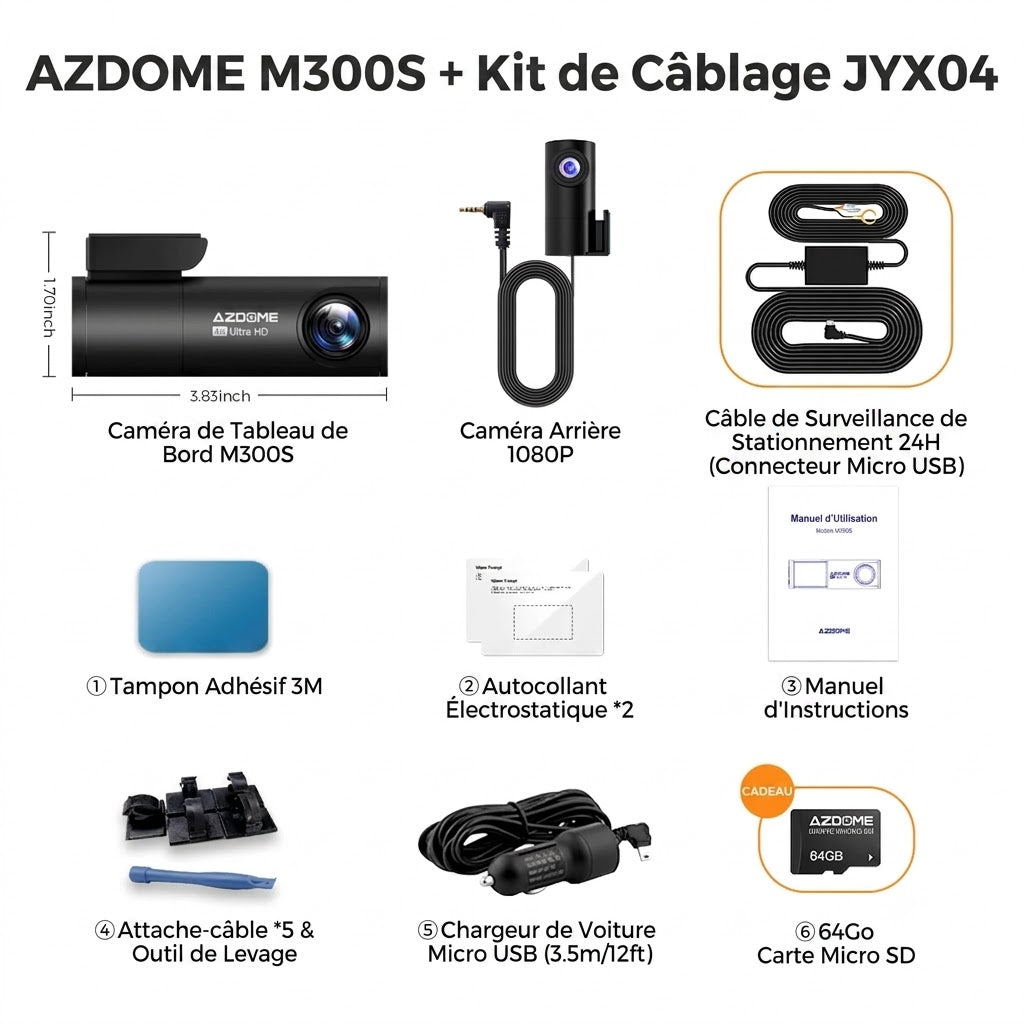 Dashcam Voiture 4K Avant/Arrière — GPS & Vision Nocturne