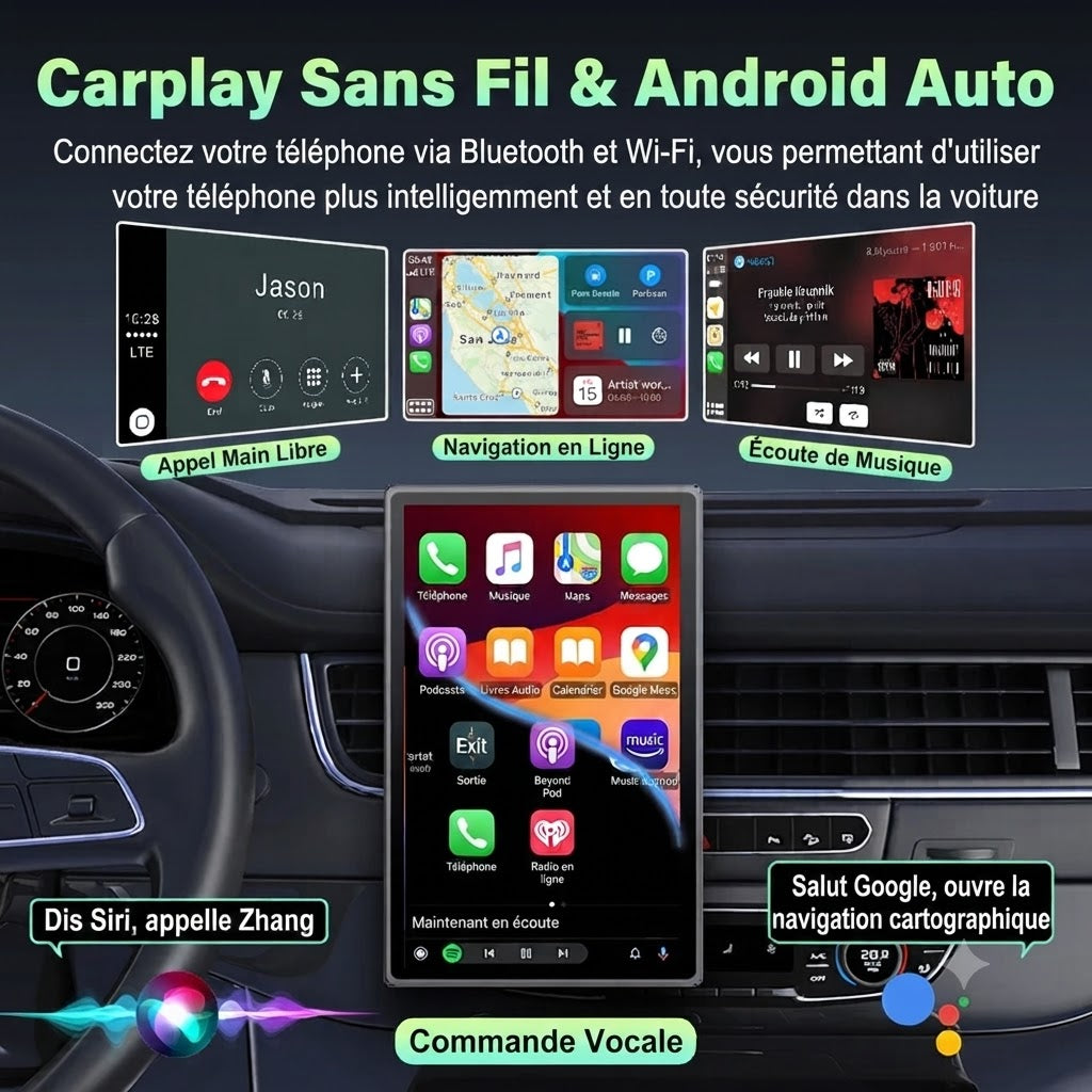 Dashcam Voiture Écran 7 Pouces — CarPlay, Android Auto & Caméra Arrière