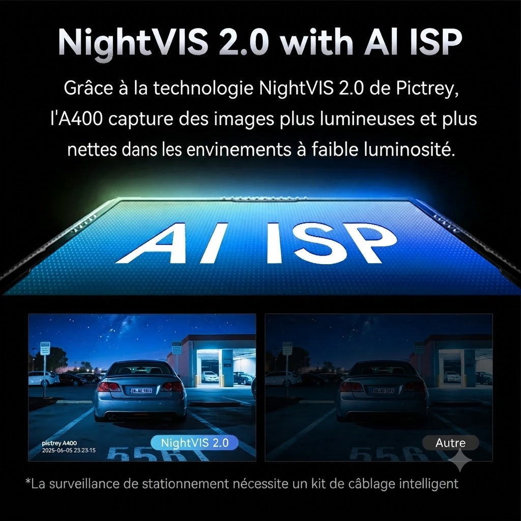 Dashcam Voiture 4K Ultra HD, Vision Nocturne et Alerte ADAS