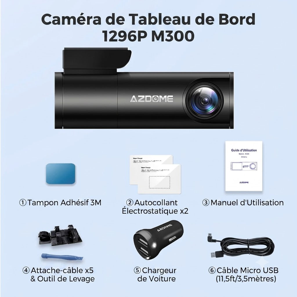 Dashcam Voiture 1296P — Vision Nocturne, Contrôle Vocal & Parking 24H