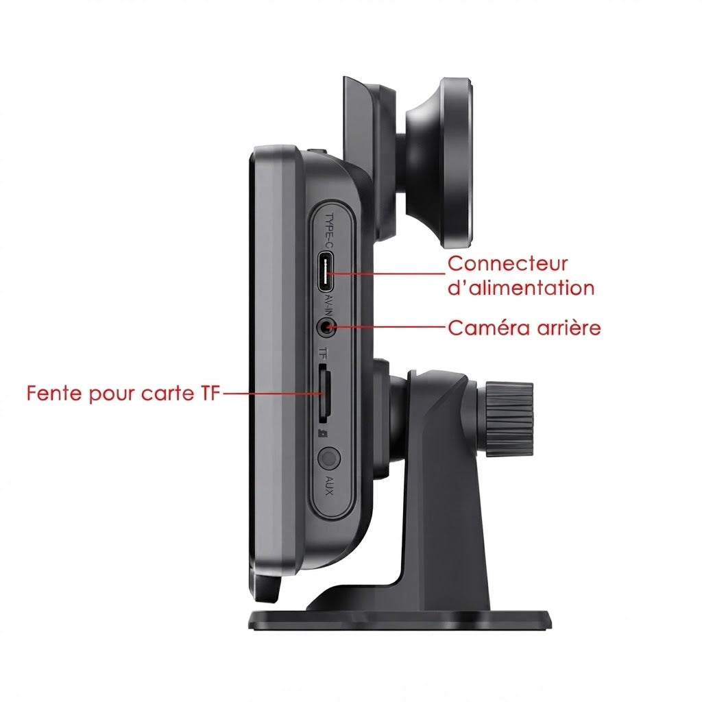 Dashcam Voiture 4K 10,26" CarPlay Sans Fil avec Caméra Arrière et GPS