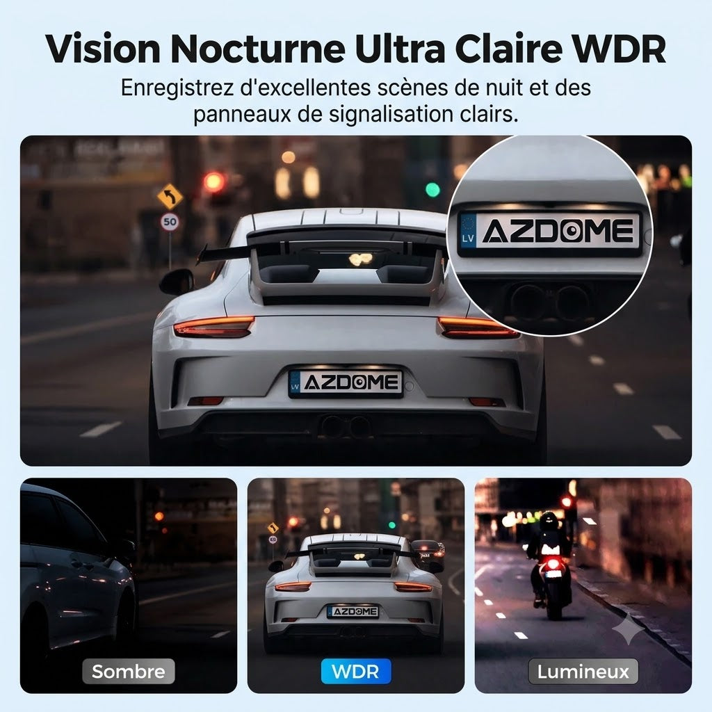 Dashcam Voiture 1296P — Vision Nocturne, Contrôle Vocal & Parking 24H