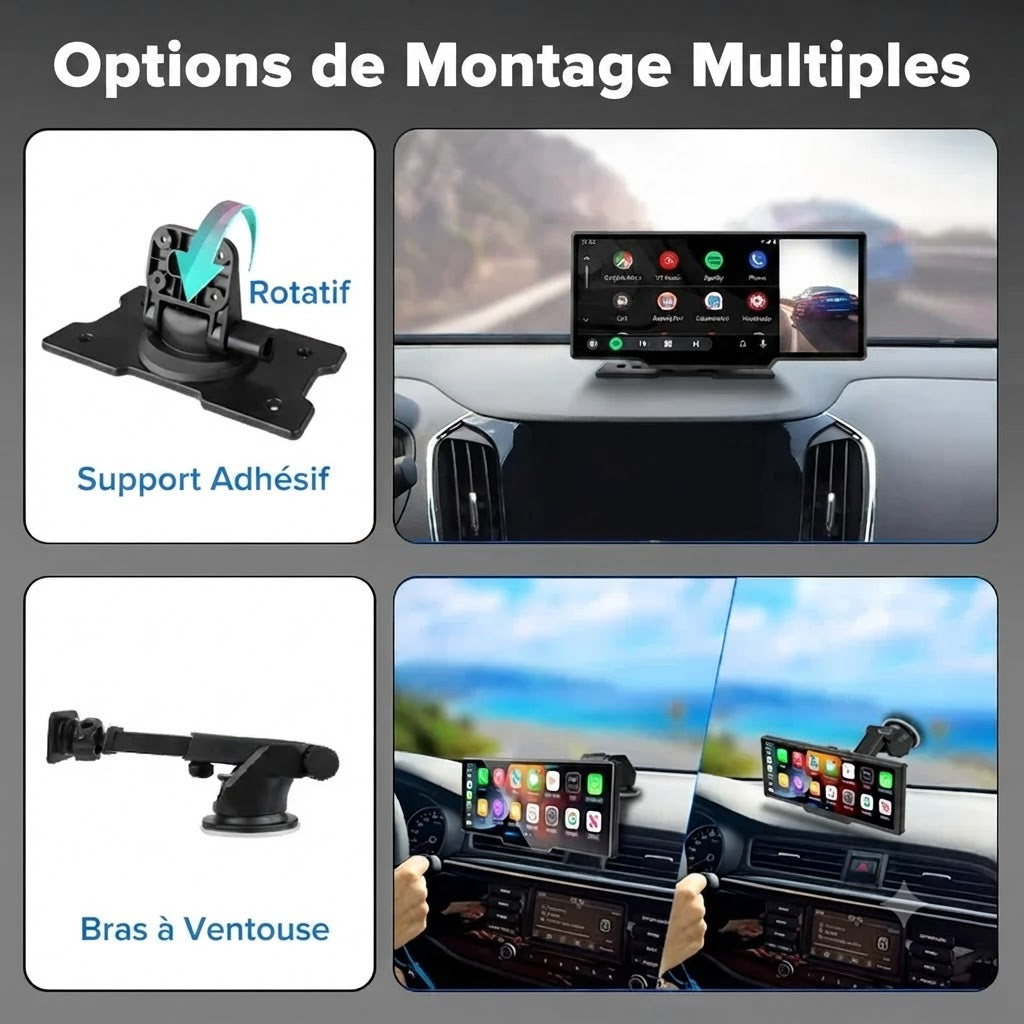 Dashcam Voiture 4K avec Écran Tactile 10,26" — Caméra Arrière & CarPlay Sans Fil