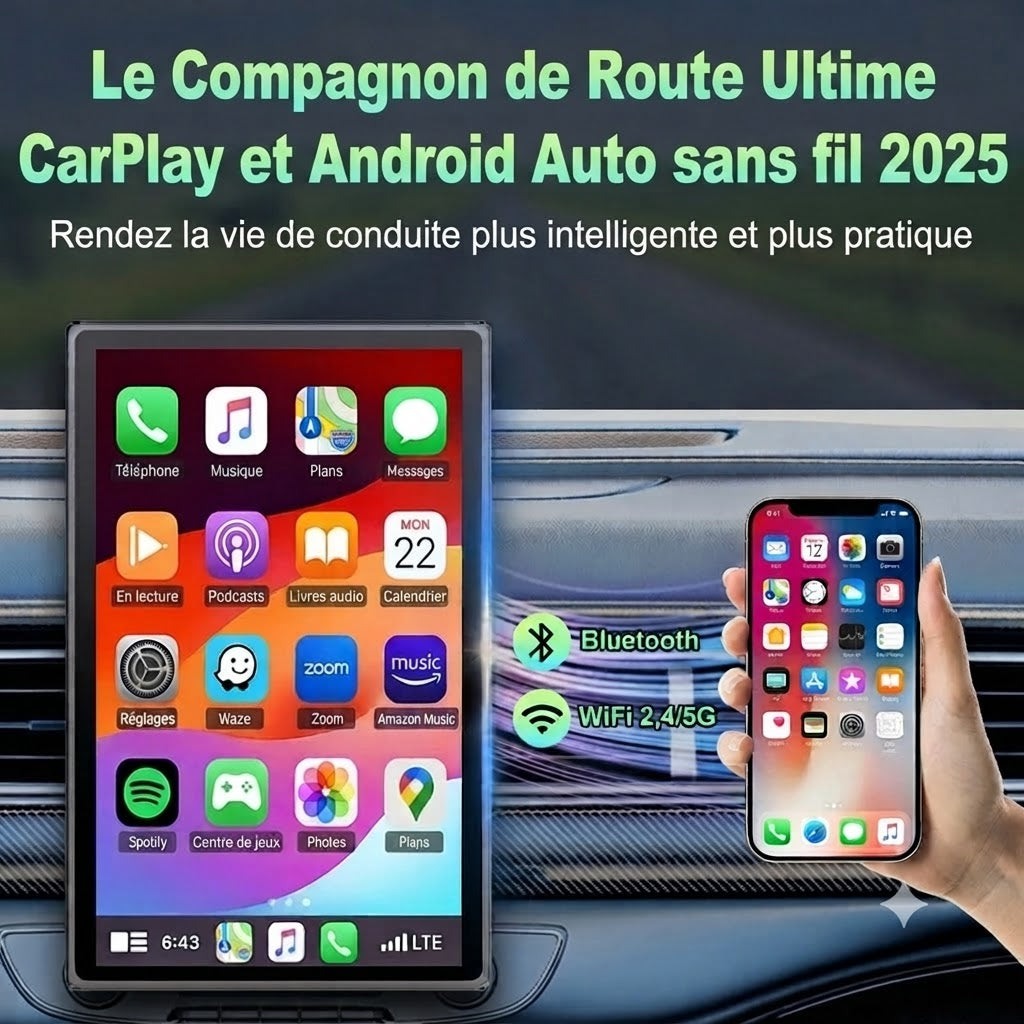 Dashcam Voiture Écran 7 Pouces — CarPlay, Android Auto & Caméra Arrière