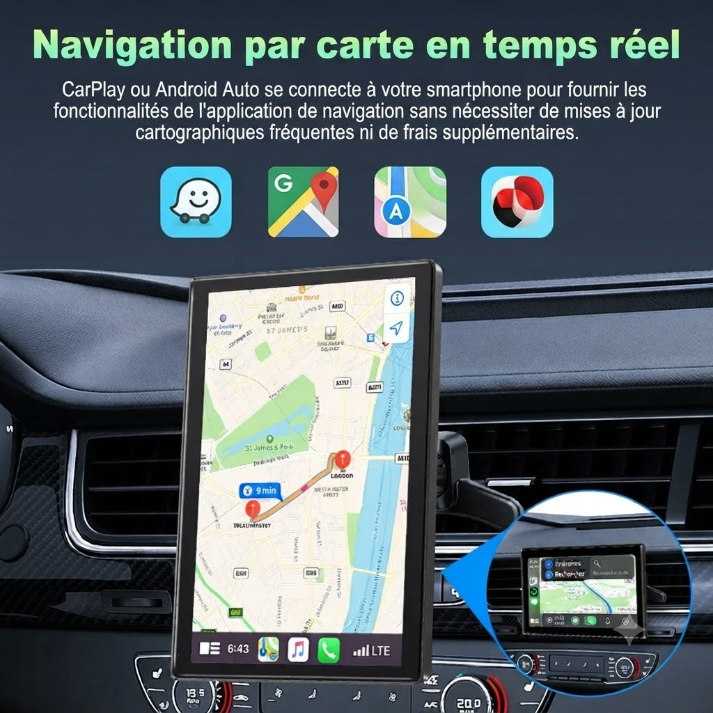 Dashcam Voiture Écran 7 Pouces — CarPlay, Android Auto & Caméra Arrière