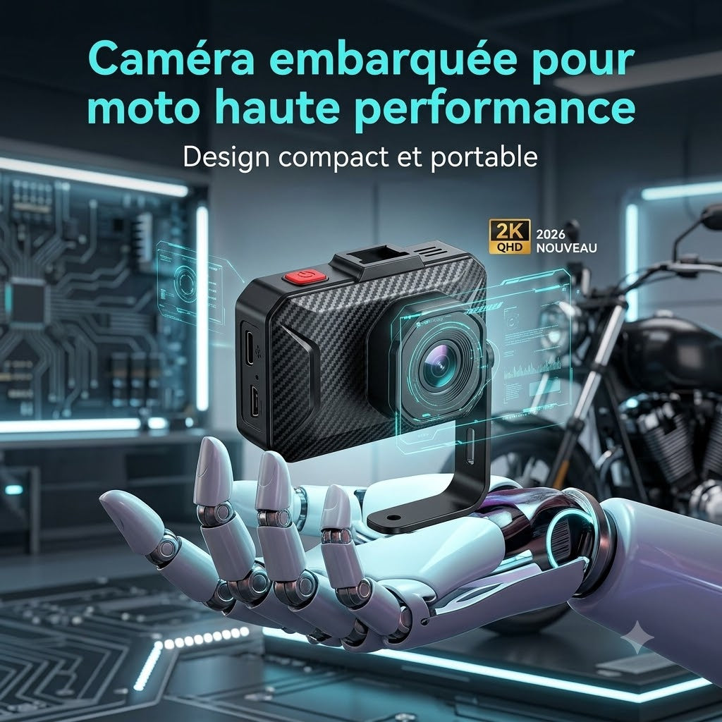 Dashcam Moto 2K, Stabilisation Électronique & Grand Angle 150°