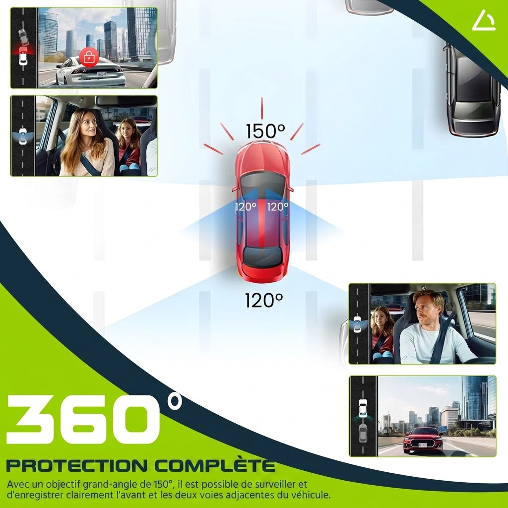 Dashcam Voiture 4 Caméras 1080P — Vision Nocturne, Aide au Recul & 360°
