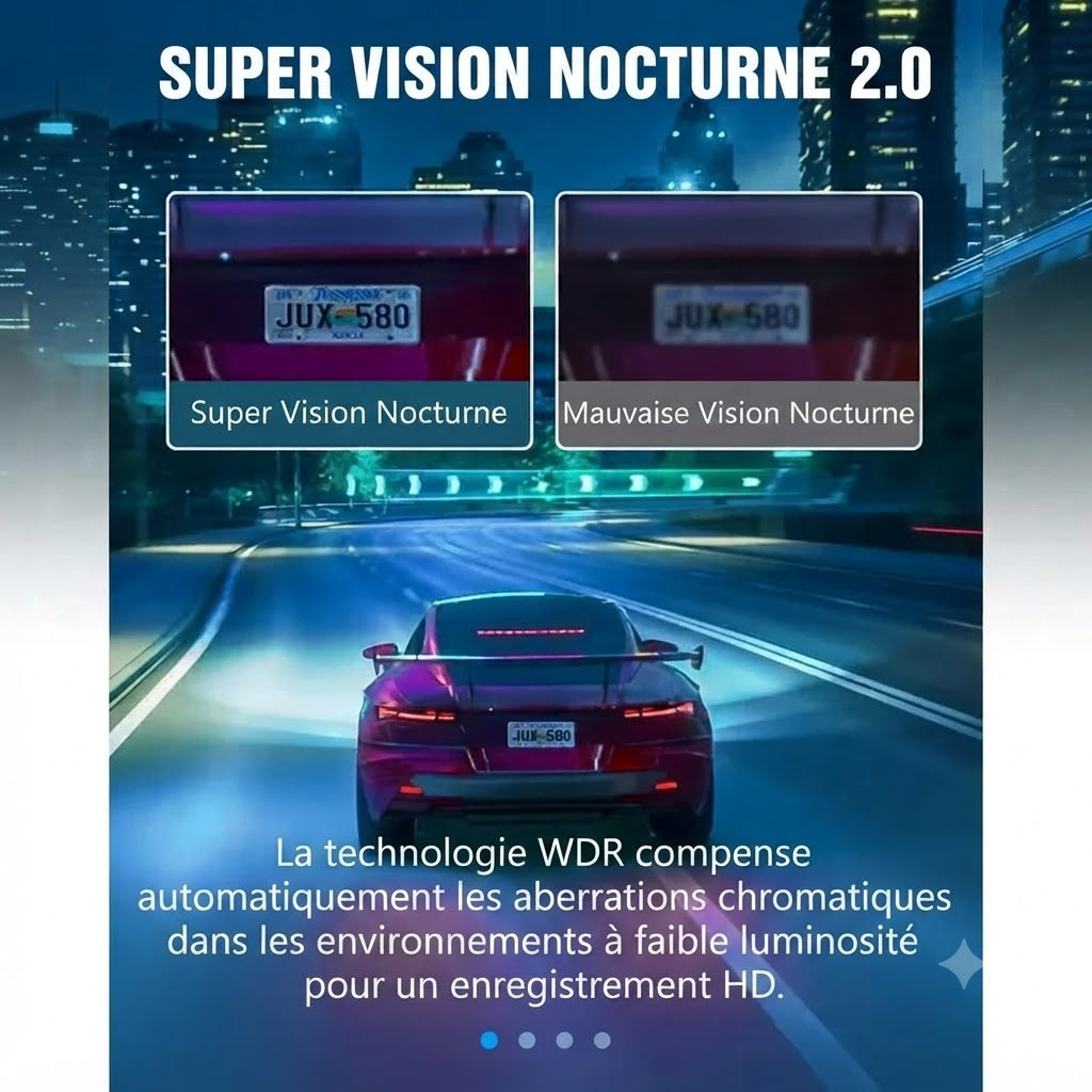 Dashcam Voiture Triple Caméra — Full HD 1080P & Vision Nocturne