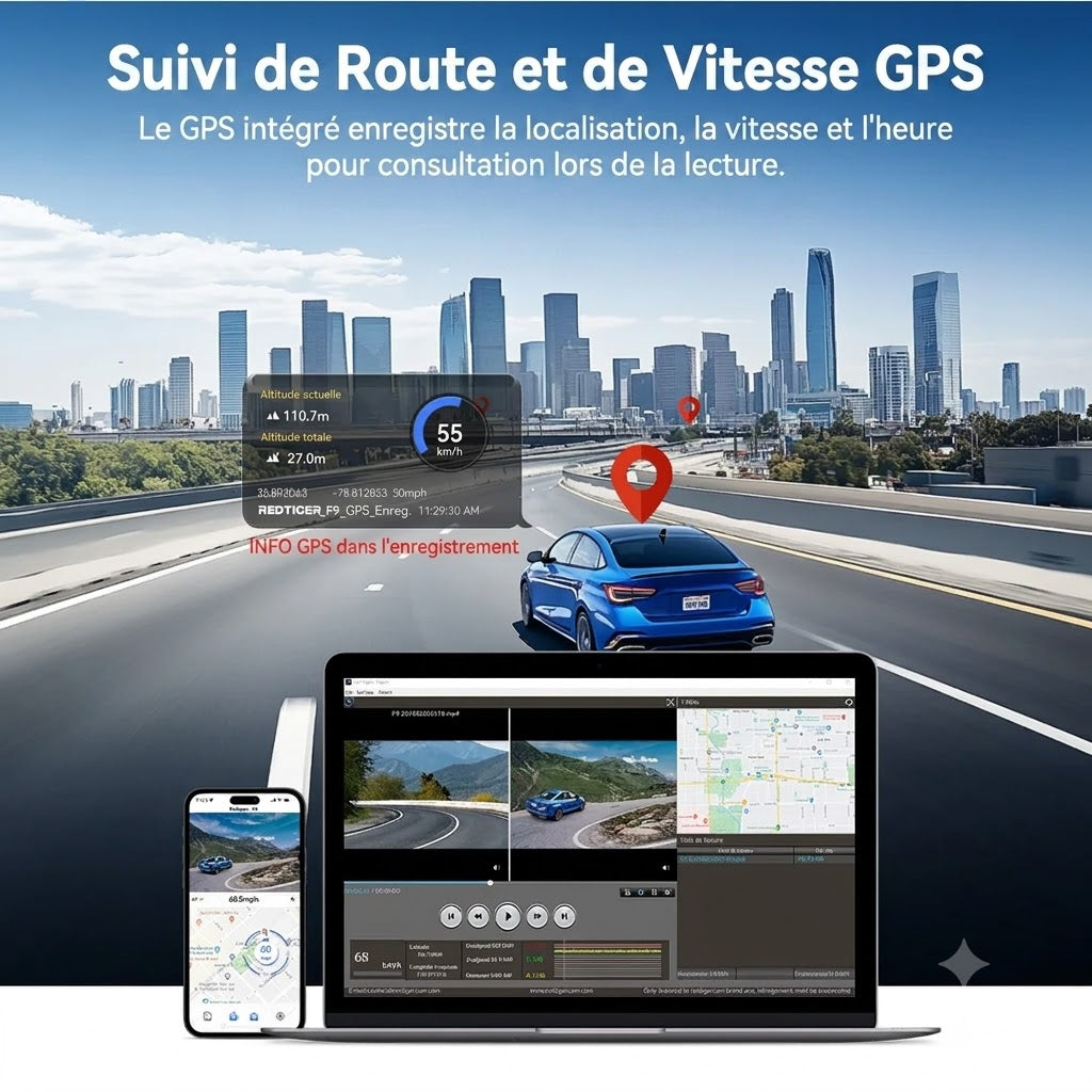 Dashcam Voiture 4K — Vision Nocturne, GPS & Surveillance Parking