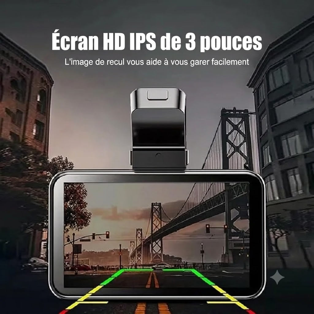 Dashcam Voiture Double Caméra — Écran IPS 3", GPS & Mode Parking