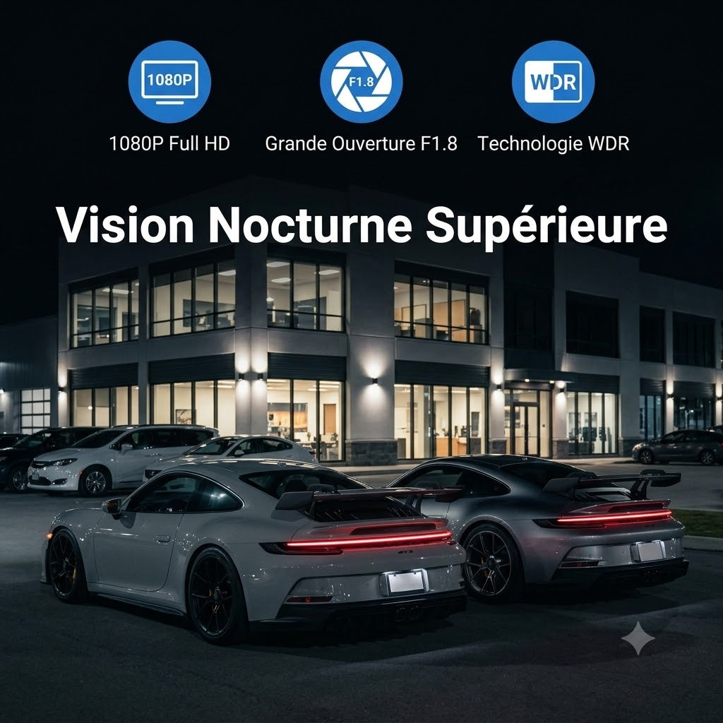 Dashcam Voiture Double Caméra Full HD — Vision Nocturne & Enregistrement en Boucle