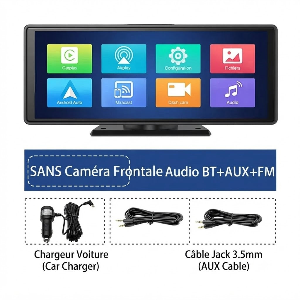 Dashcam Voiture 4K Écran Tactile 10.26" — CarPlay Sans Fil & Vision Nocturne