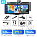 Dashcam Voiture 4K avec Écran Tactile 10,26" — Caméra Arrière & CarPlay Sans Fil