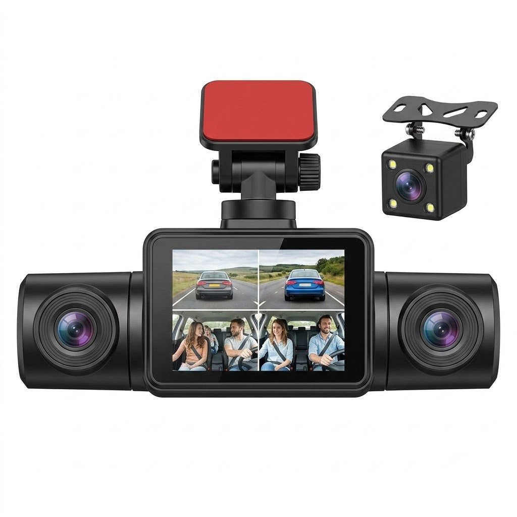 Dashcam Voiture 4 Caméras 1080P — Vision Nocturne, Aide au Recul & 360°