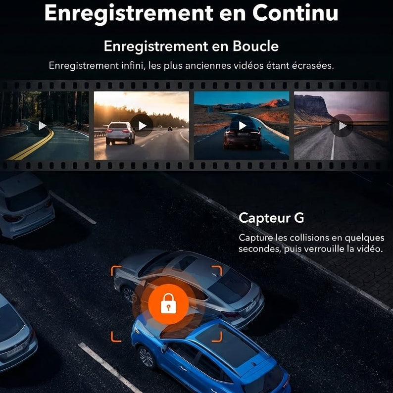 Dashcam Voiture Miroir 4K — Caméra Arrière, GPS & Vision Nocturne