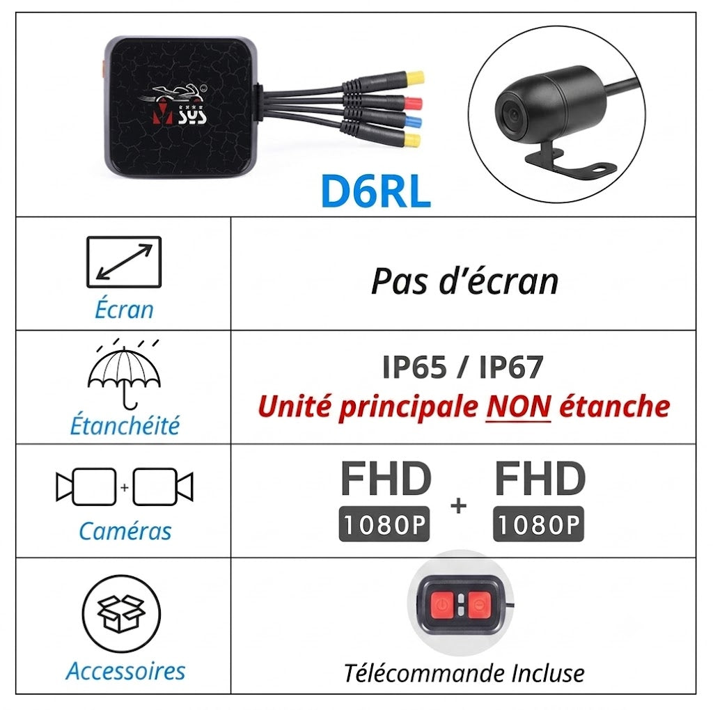 Dashcam Moto 2 Caméras Full HD — Vision Nocturne, Étanche