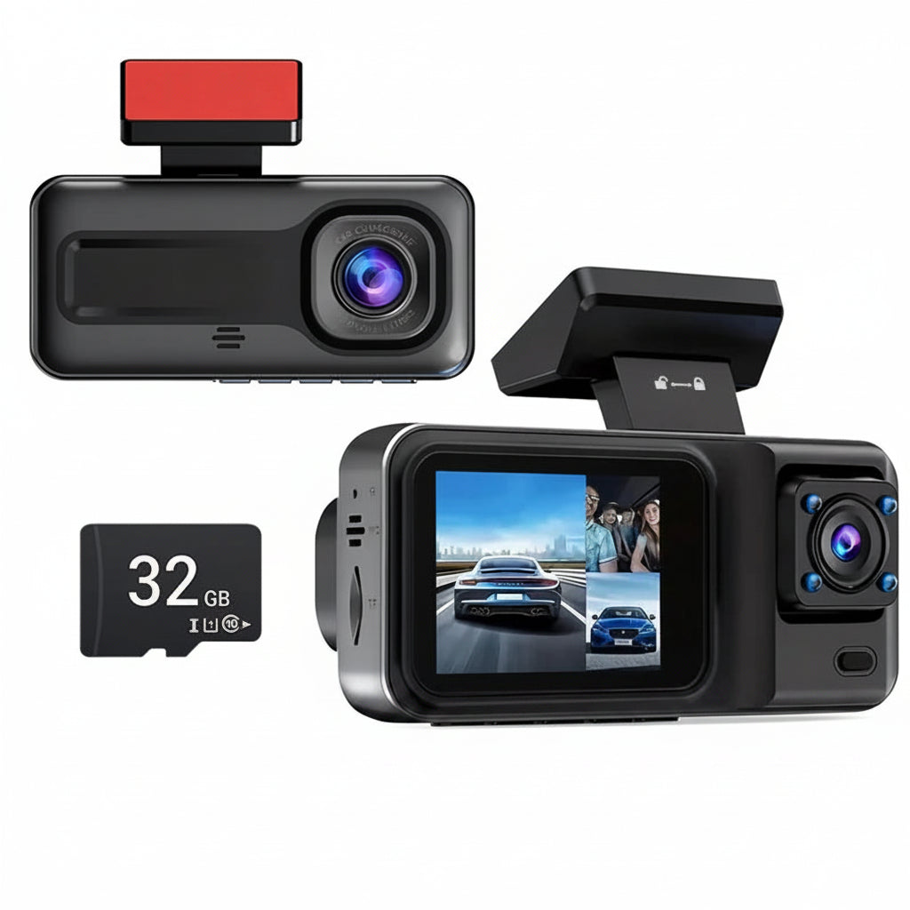 Dashcam Voiture Double Caméra Full HD — Vision Nocturne & Enregistrement en Boucle
