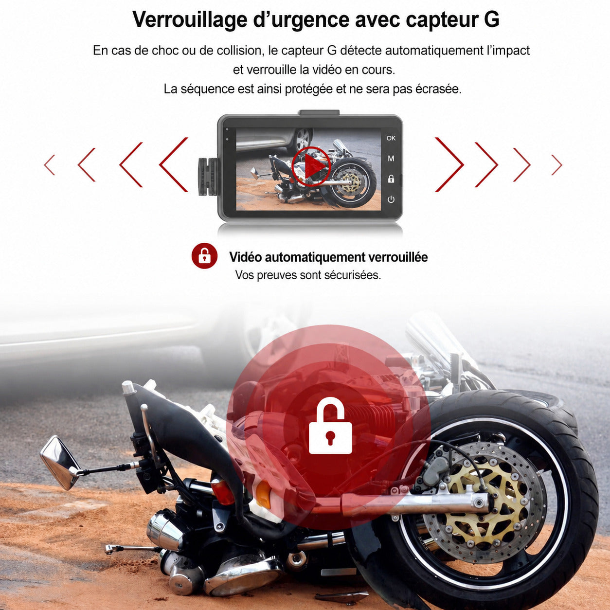 Dashcam Moto 720P — Double Caméra, Enregistrement en Boucle & Objectif Waterproof