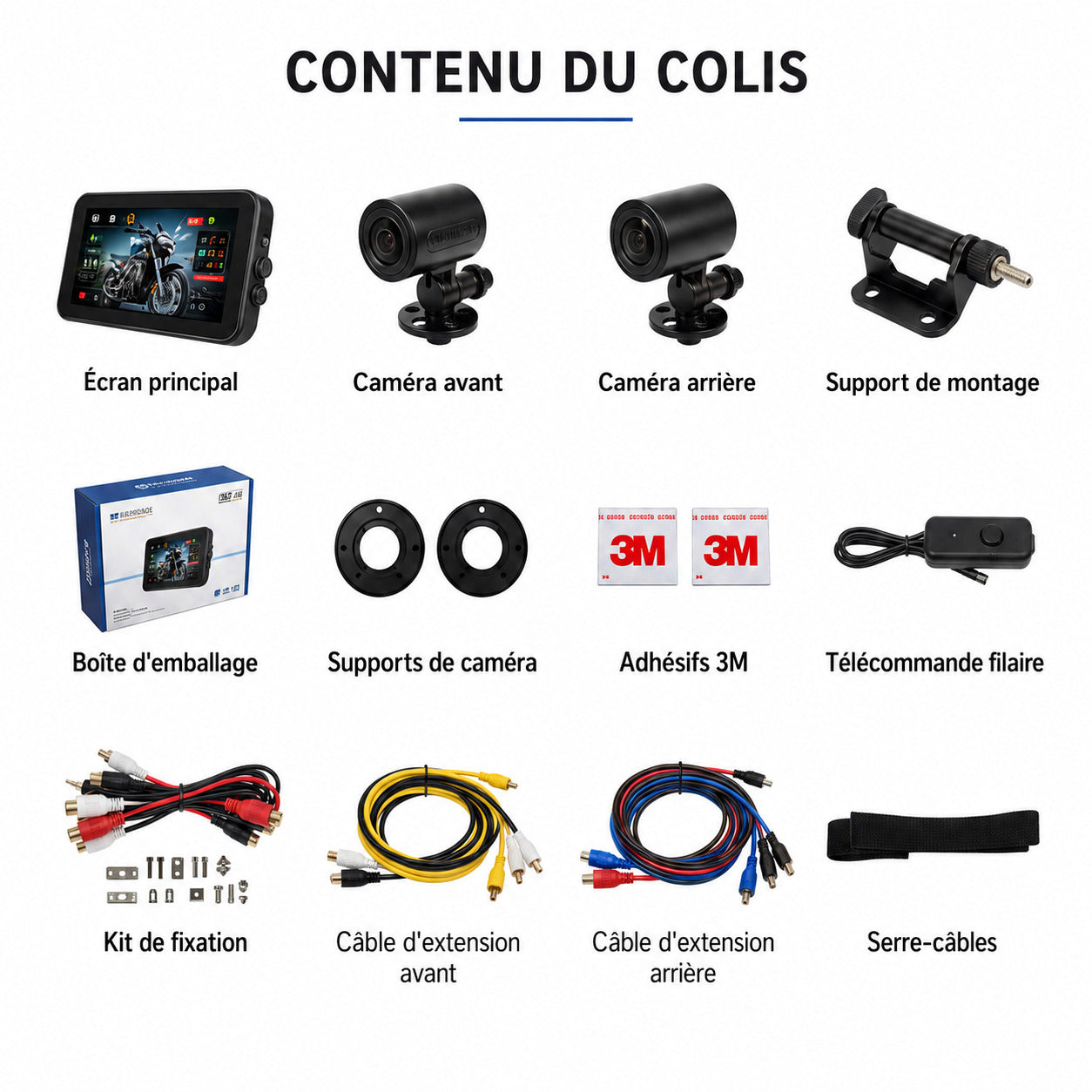 Dashcam Moto Full HD Dual 1080P, GPS & Étanche IP66