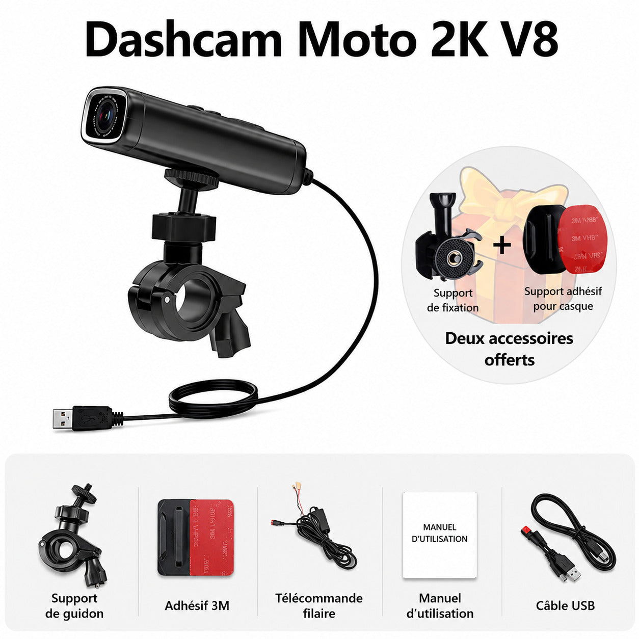 Dashcam Moto 2K 1440P — Vision Nocturne & IP66