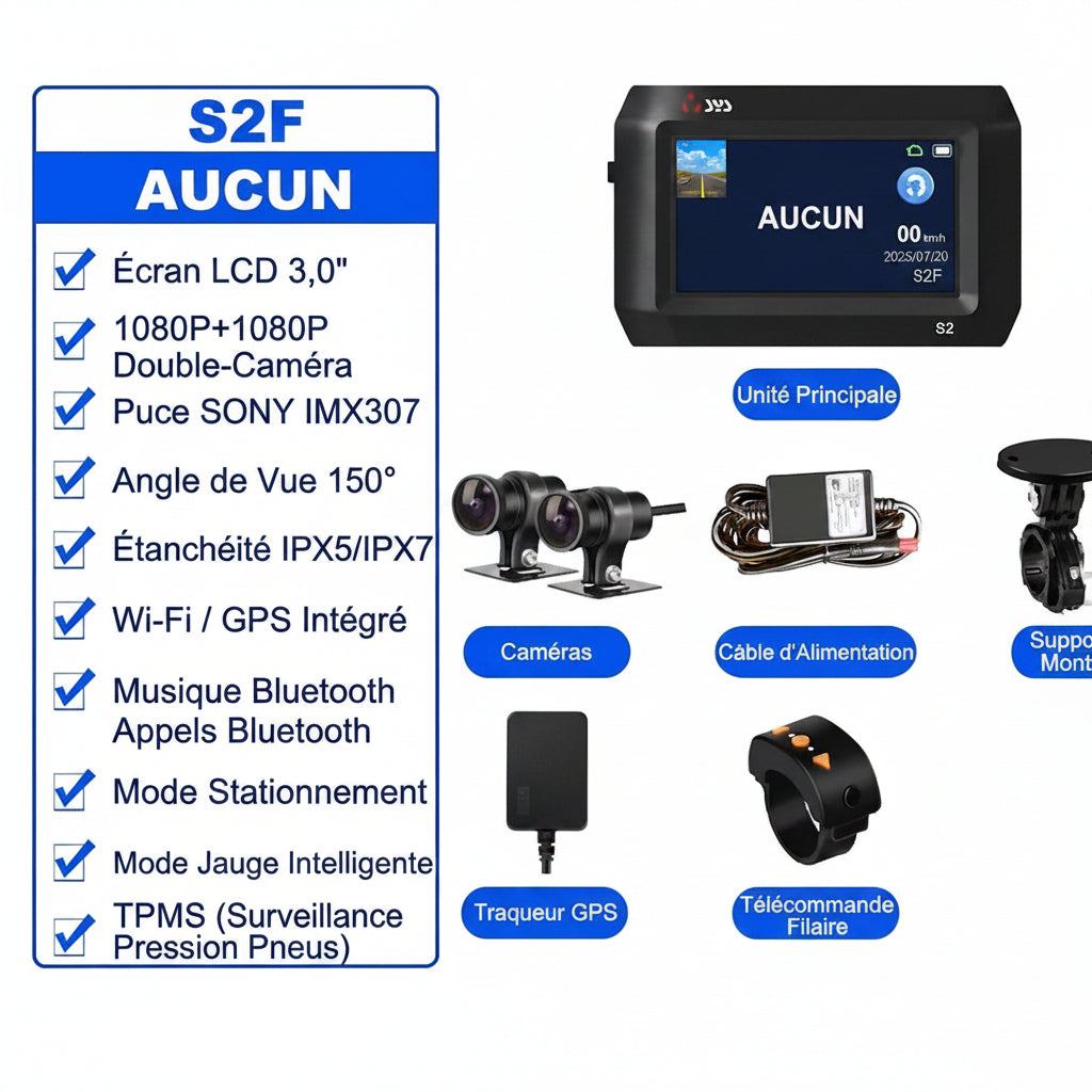 Dashcam Moto Double Caméra 1080P — Vision Nocturne, WiFi & Bluetooth
