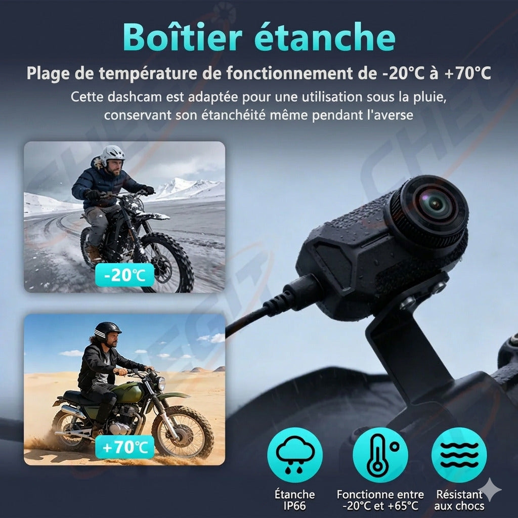 Dashcam Moto 2K — Vision Nocturne, WiFi & Boîtier Étanche