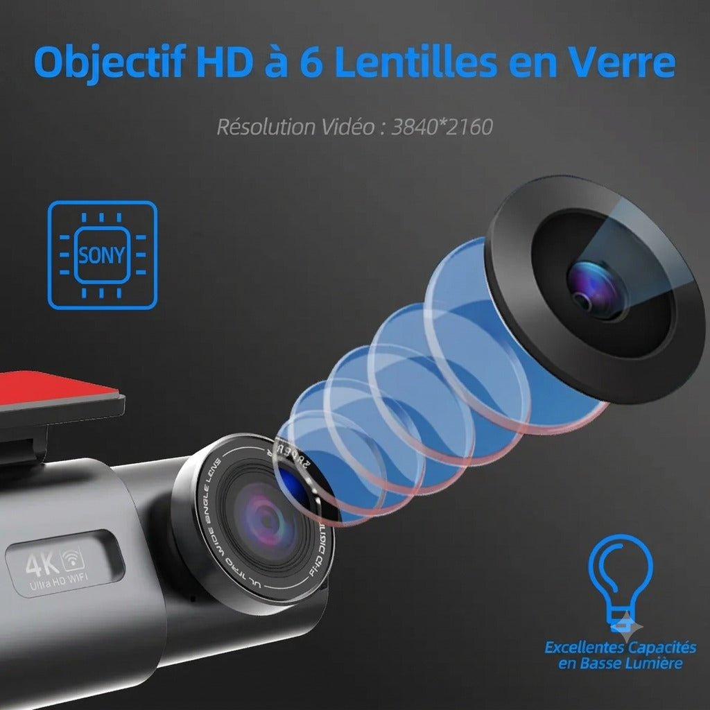 Dashcam Voiture 4K — Caméra Arrière, Vision Nocturne & GPS