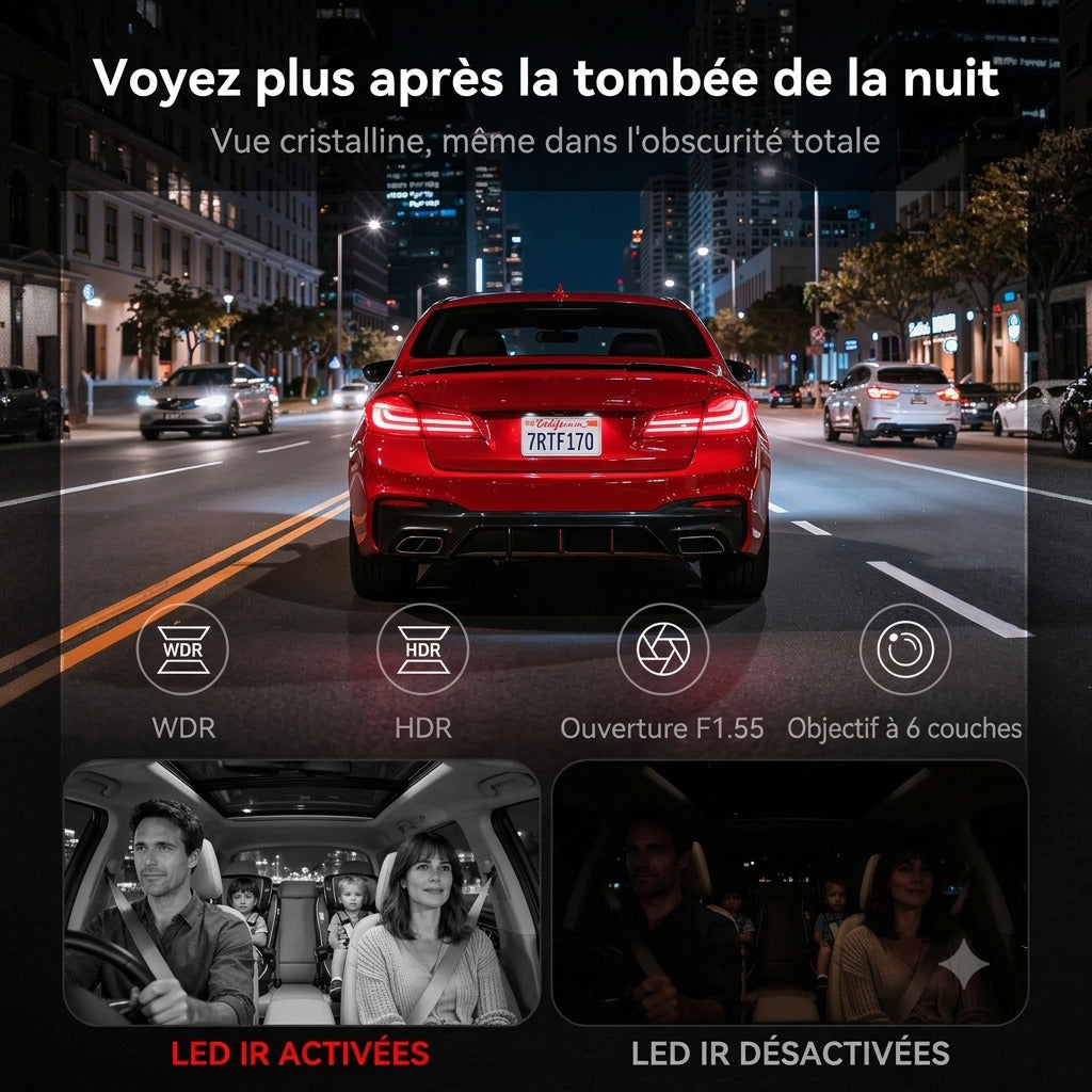 Dashcam Voiture 4K — 3 Caméras, GPS Intégré & Vision Nocturne Sony