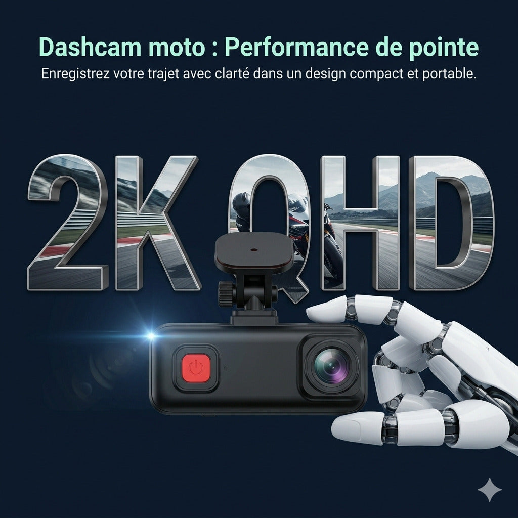 Dashcam Moto 2K — Vision Nocturne, WiFi & Boîtier Étanche