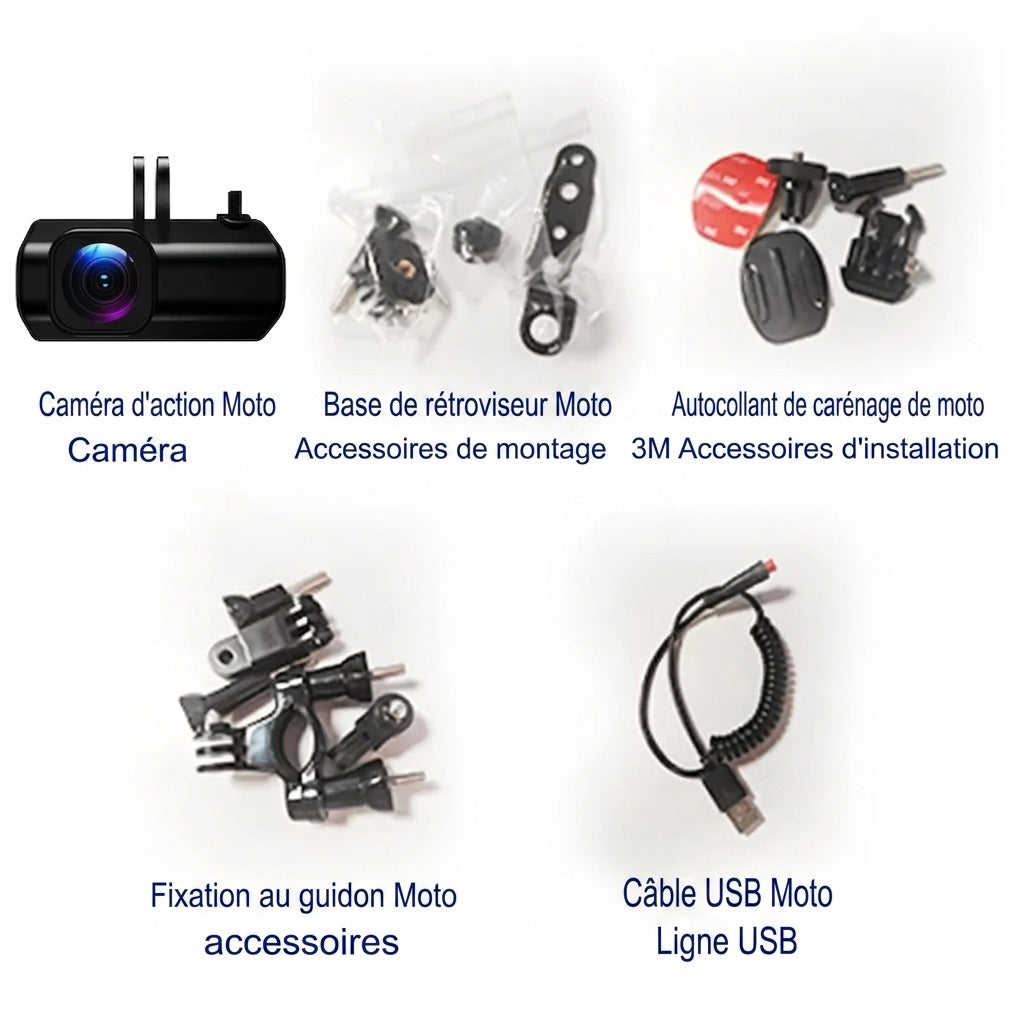 Dashcam Moto 1080P Étanche IP66 — Grand Angle 150°