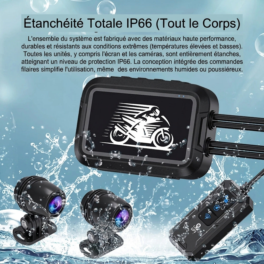 Dashcam Moto Double 1080P — GPS Intégré & Étanche IP67