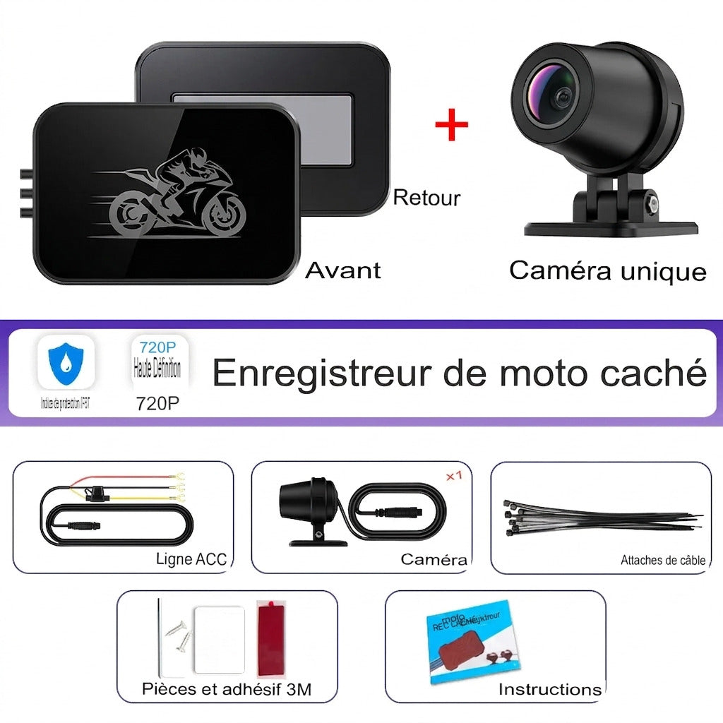 Dashcam Moto Double Objectif 1080P — Étanche IPX67, WiFi & Vision Nocturne
