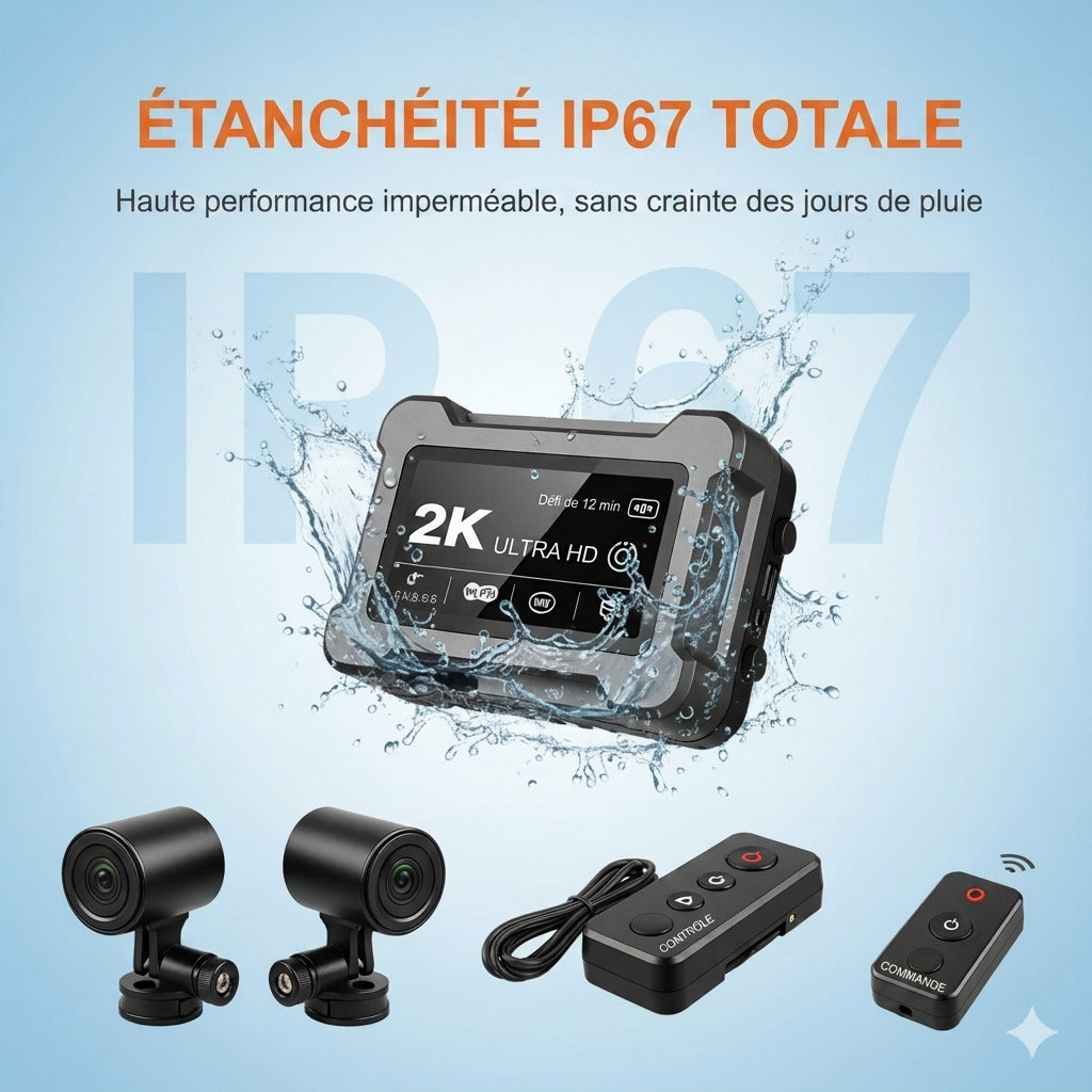 Dashcam Moto Double Caméra 1080P — WiFi, Vision Nocturne & GPS Externe