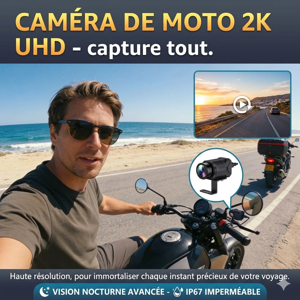Dashcam Moto 2K, Stabilisation Électronique & Grand Angle 150°