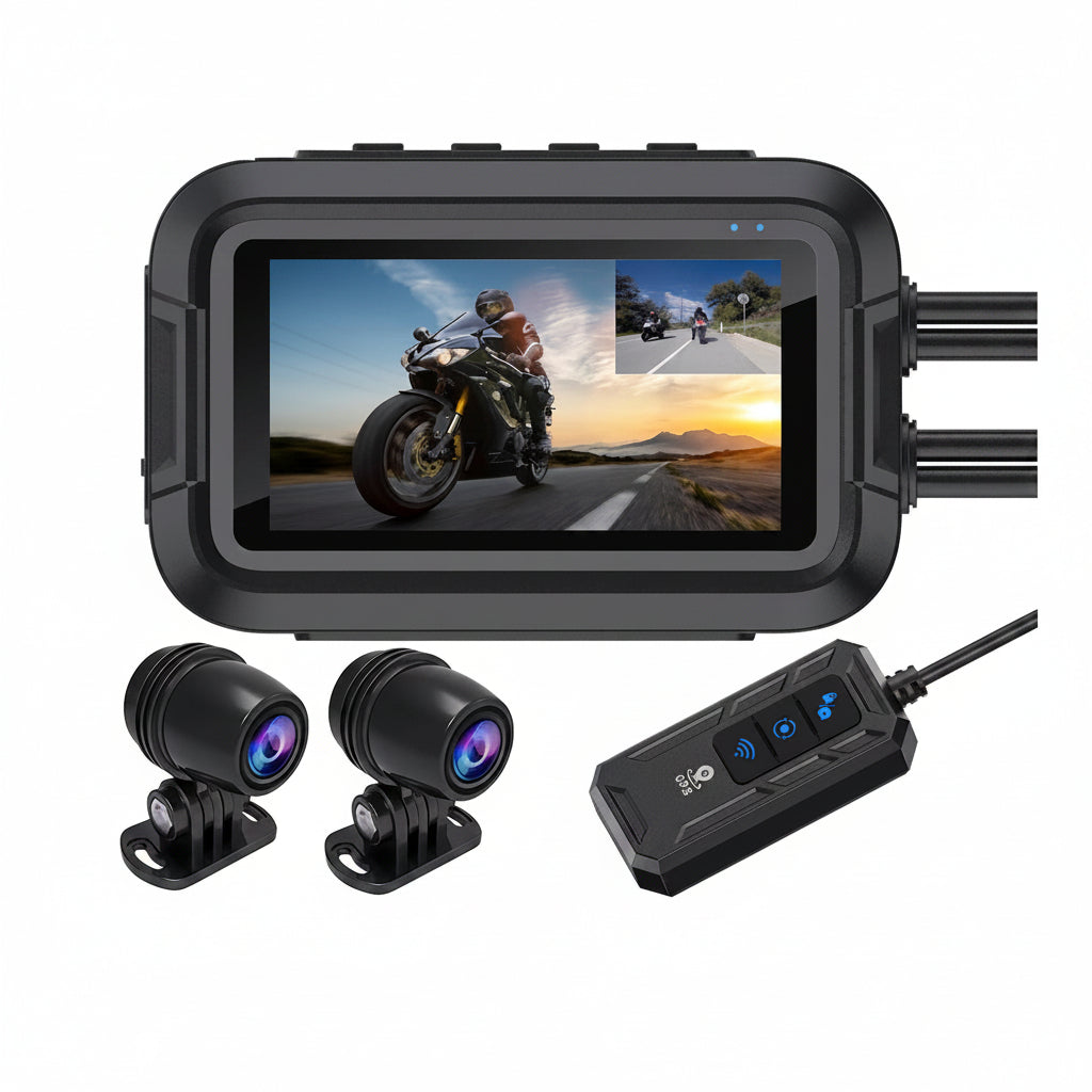 Dashcam Moto Full HD Dual 1080P, GPS & Étanche IP66