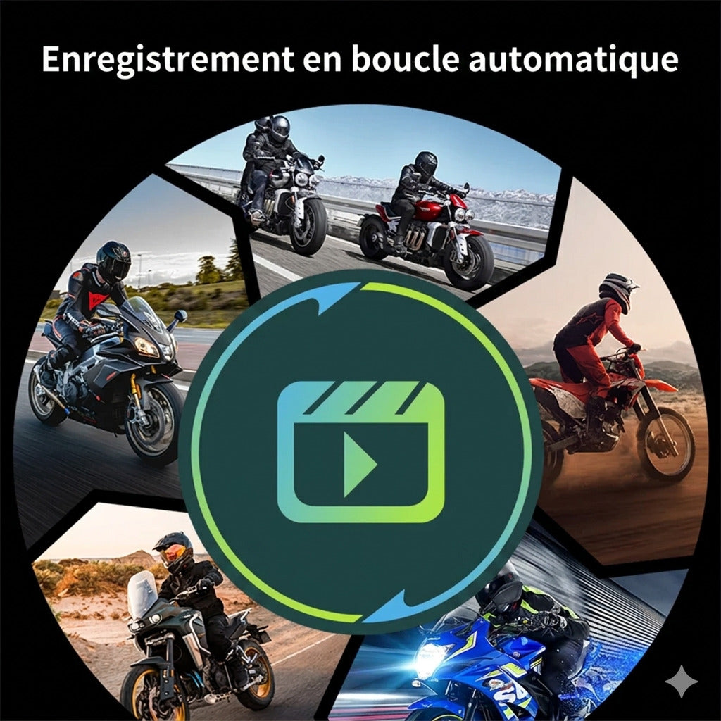 Dashcam Moto Double Caméra 720P — Étanche IPx67, Vision Nocturne & GPS