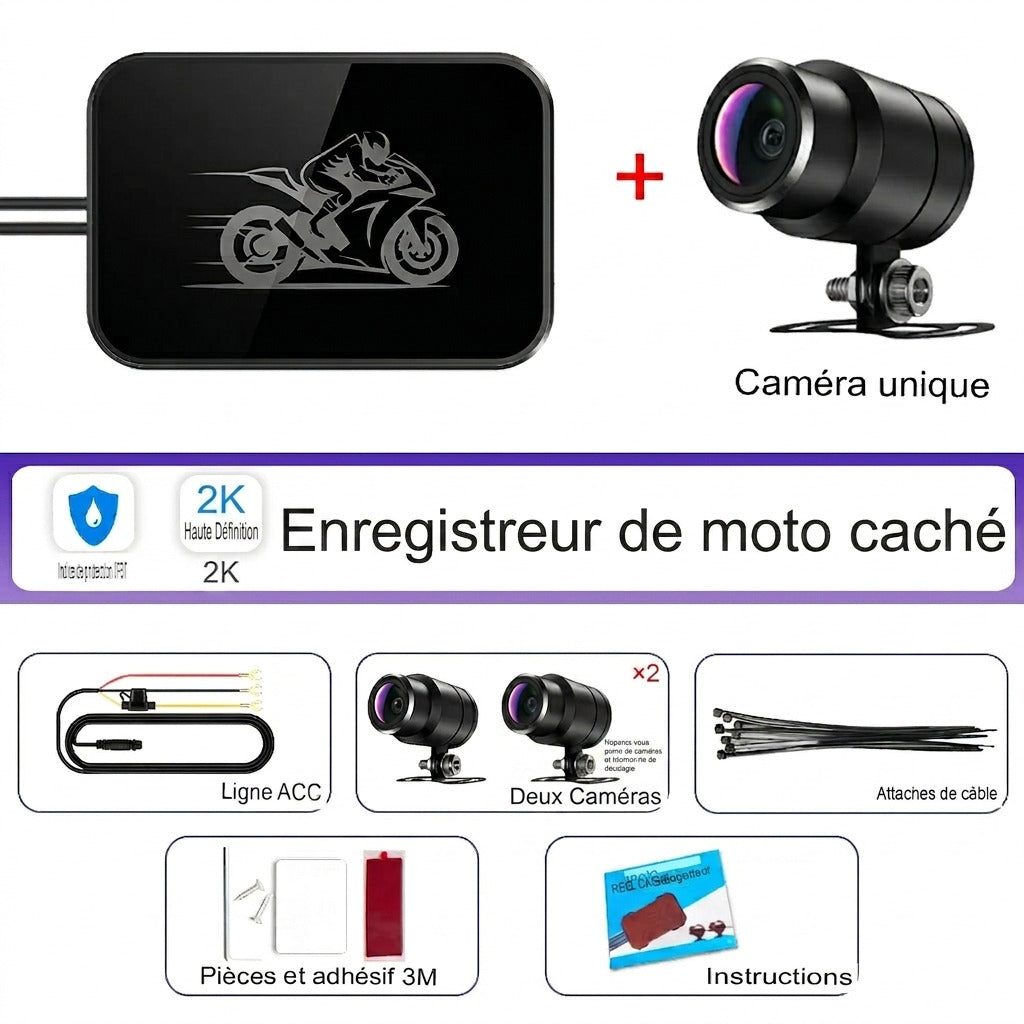 Dashcam Moto Double Objectif 1080P — Étanche IPX67, WiFi & Vision Nocturne