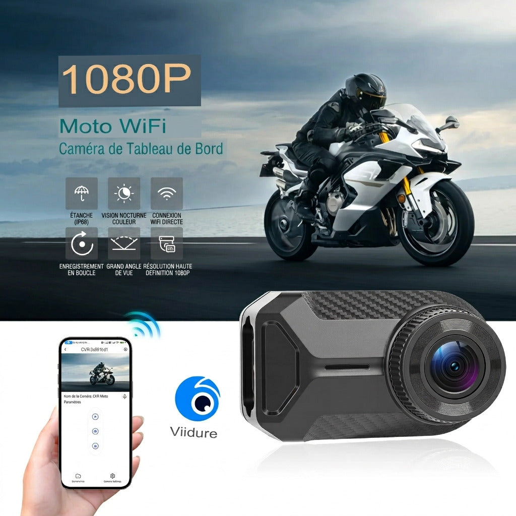 Dashcam Moto 2K Sans Écran — Étanche IP66, Vision Nocturne & WiFi