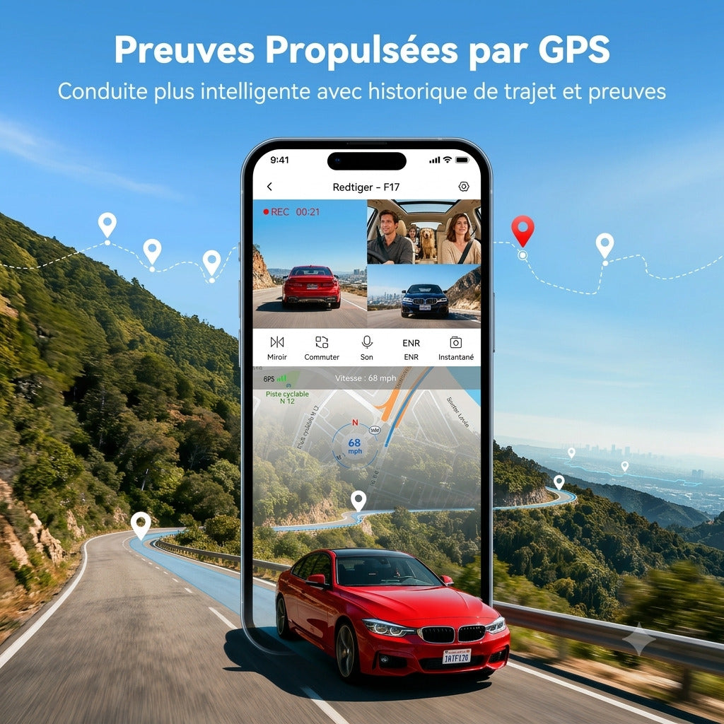 Dashcam Voiture 4K — 3 Caméras, GPS Intégré & Vision Nocturne Sony