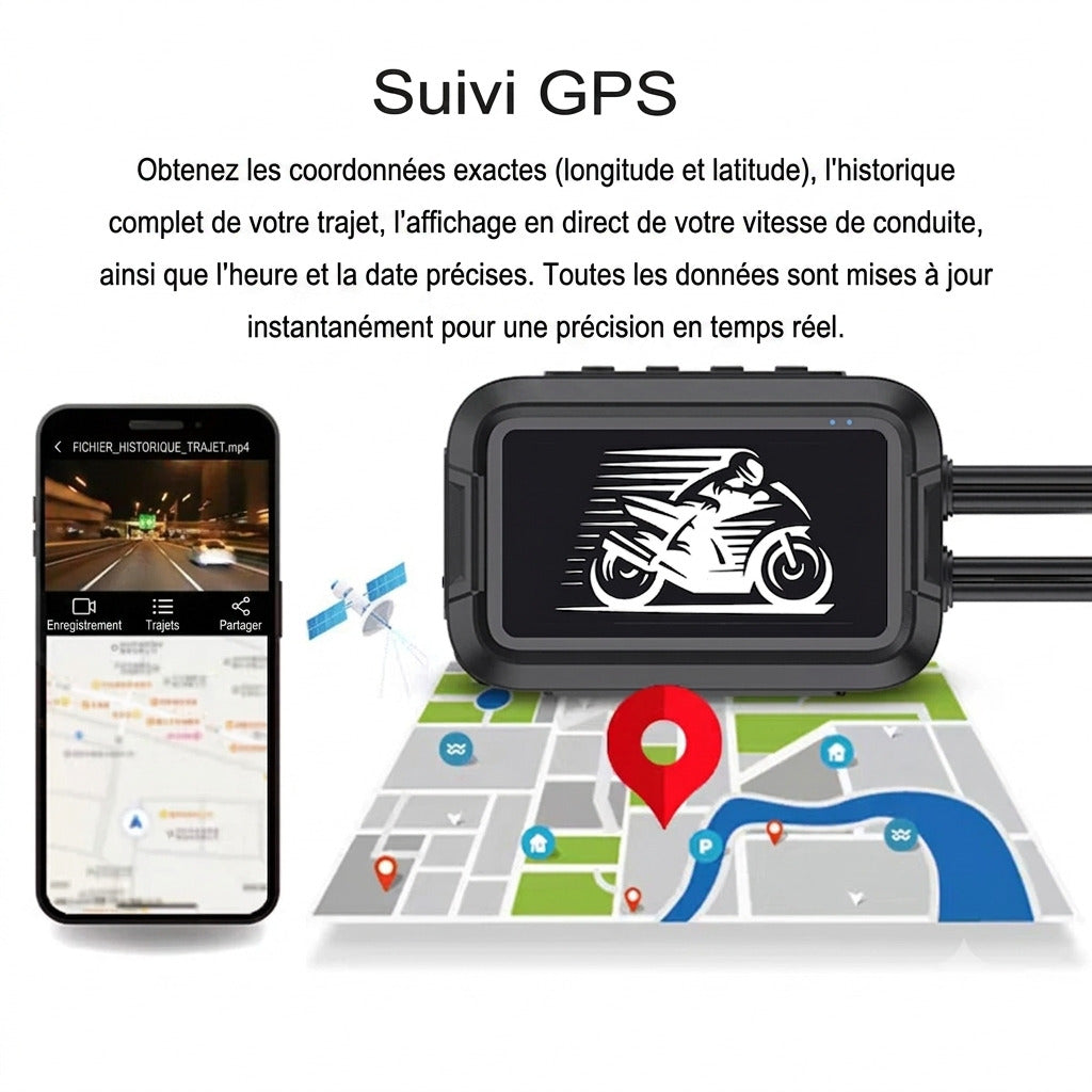 Dashcam Moto Double 1080P — GPS Intégré & Étanche IP67