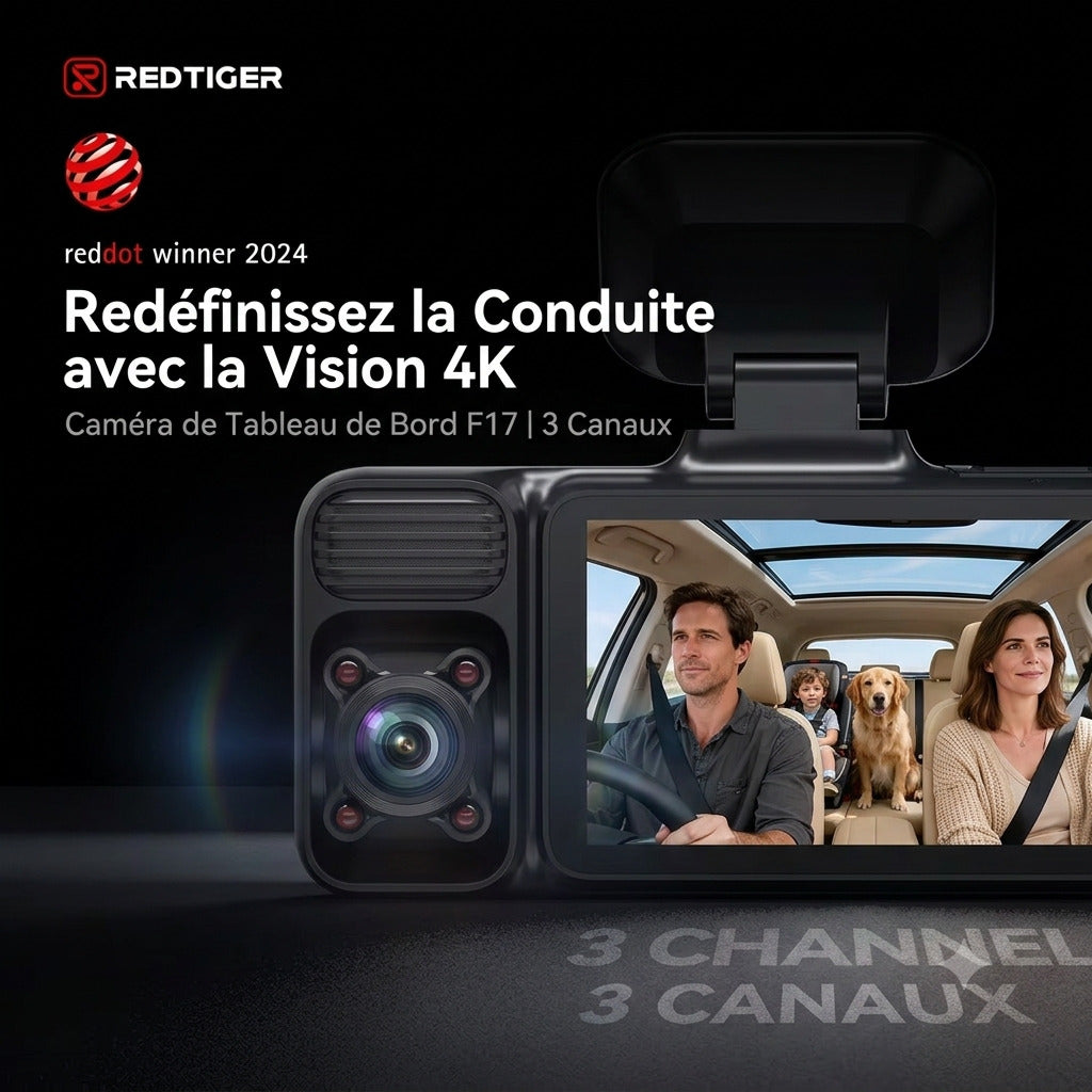 Dashcam Voiture 4K — 3 Caméras, GPS Intégré & Vision Nocturne Sony
