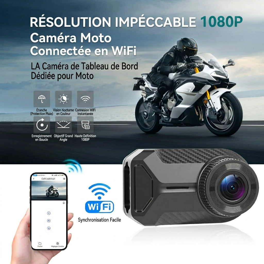 Dashcam Moto 2K — Sans Écran, Étanche IP66