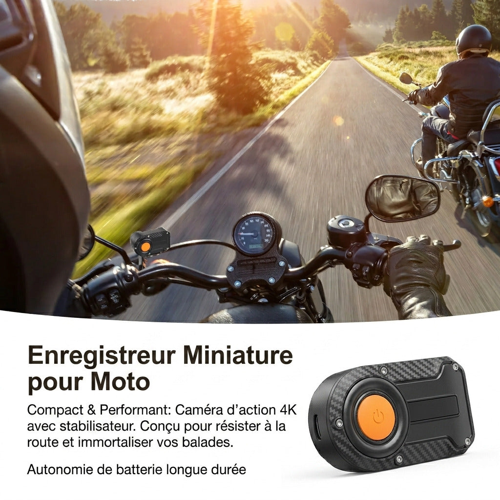 Dashcam Moto 2K — Sans Écran, Étanche IP66