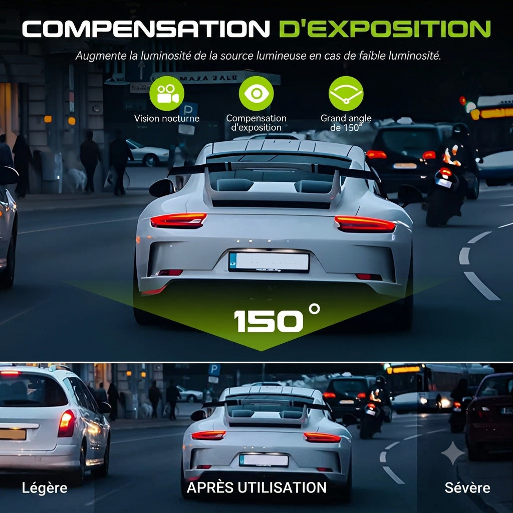 Dashcam Voiture 1080P 4 Caméras — Vision Nocturne, Aide au Recul & Détection