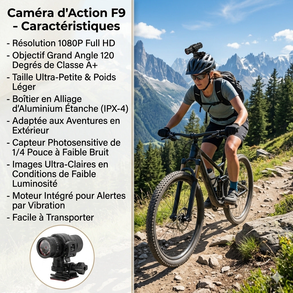 Dashcam Moto 1080P HD — Caméra Casque Étanche, Grand Angle 120°