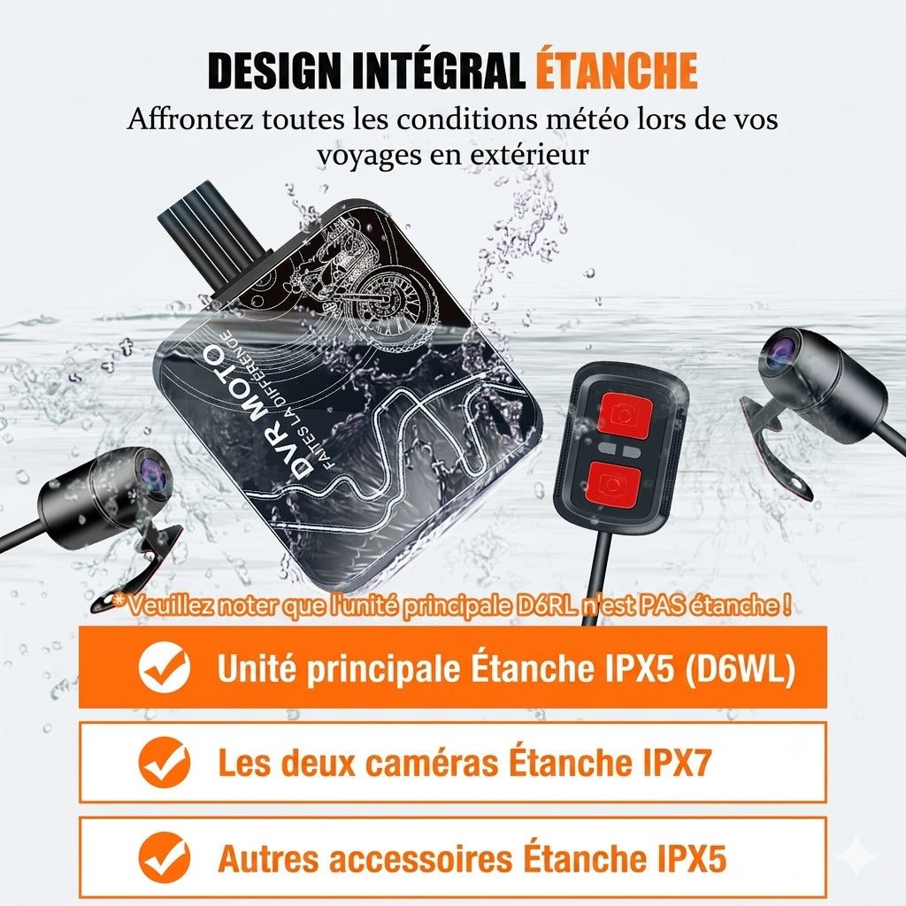 Dashcam Moto Dual Lens 1080P — Caméra Avant/Arrière, Vision Nocturne